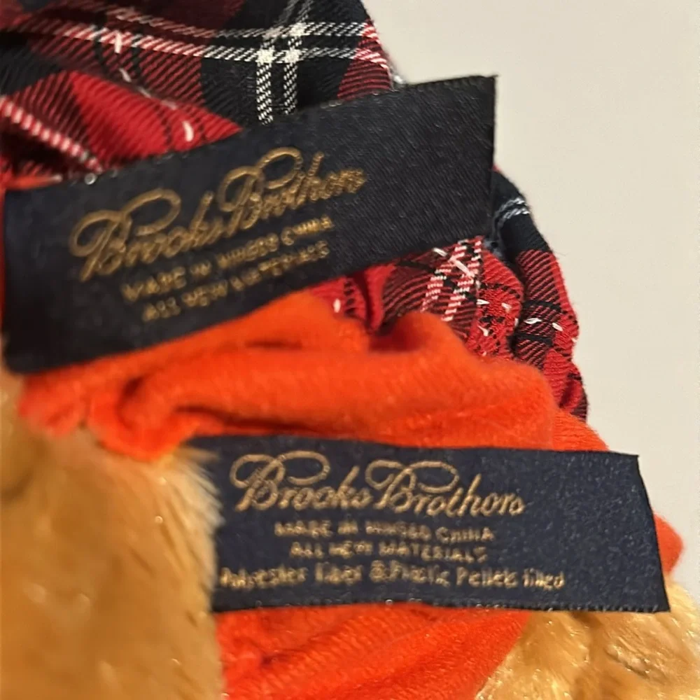 Brooks Brothers 19” plush Teddy Bear w/ lamb. Dressed in Red Plaid dress.